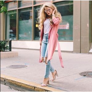 Valentine Pink Duster Trench Coat
